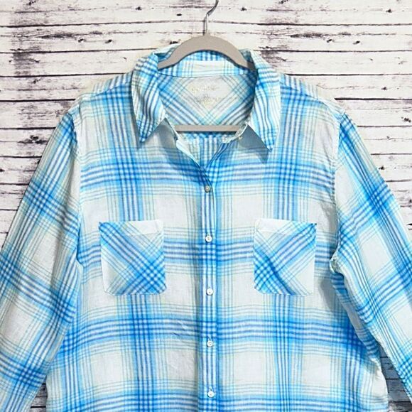 Lilly Pulitzer Sea View Button Down Top Beach Day Plaid - Picture 3 of 9